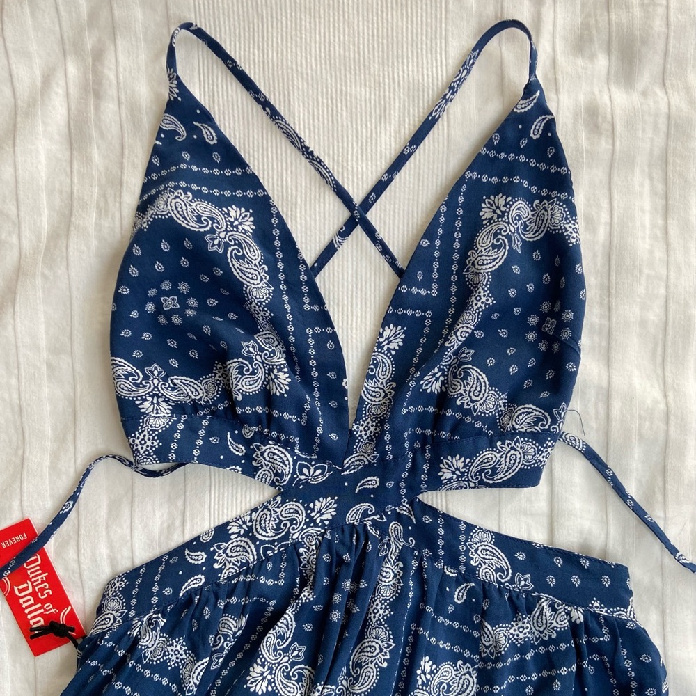 Blue Bandana Print Dress